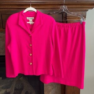 Hot pink Barbie pink sassy bright blazer and skirt suit set Appleseeds size 16